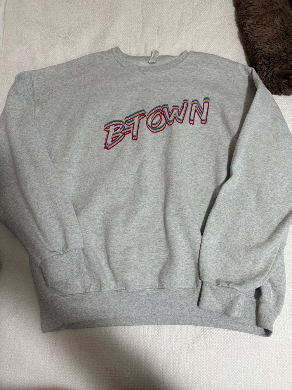 Jerzees Gray Sweatshirt with Multicolor B-Town Logo